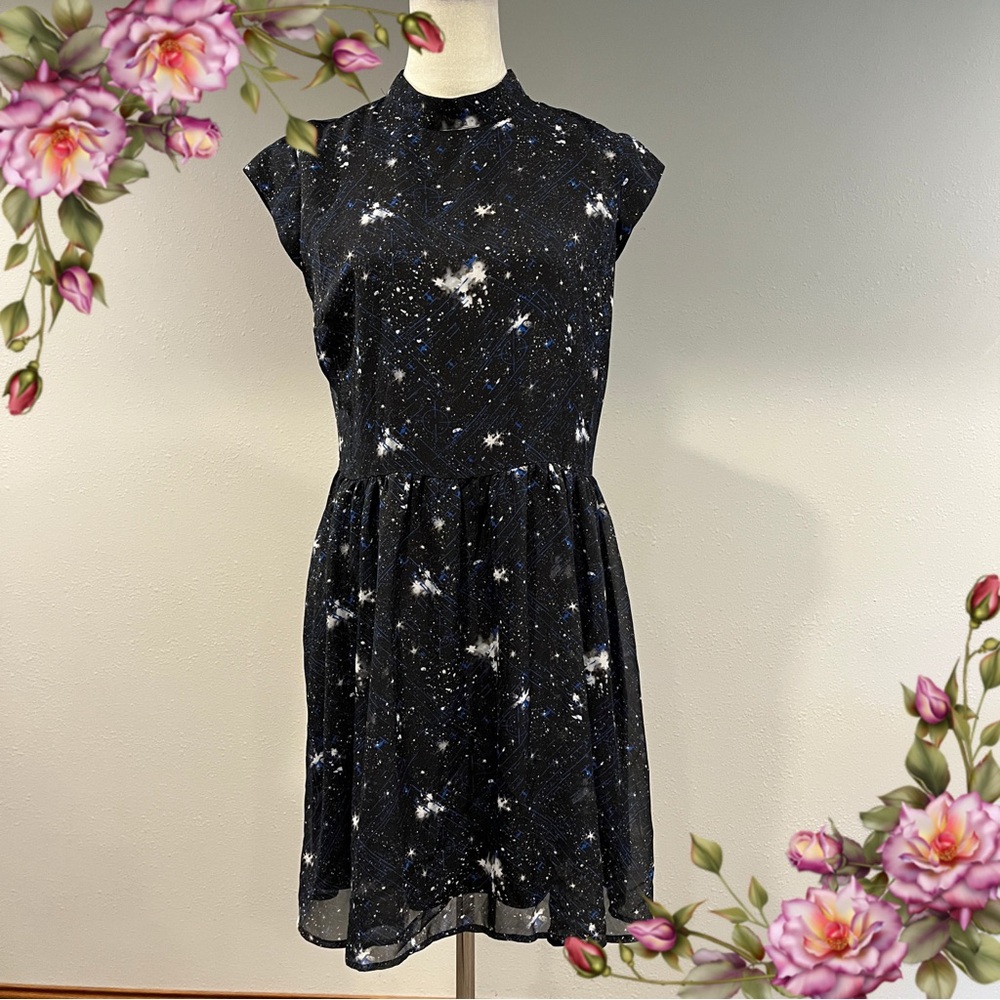Star Wars Black Galaxy Print Mini Dress